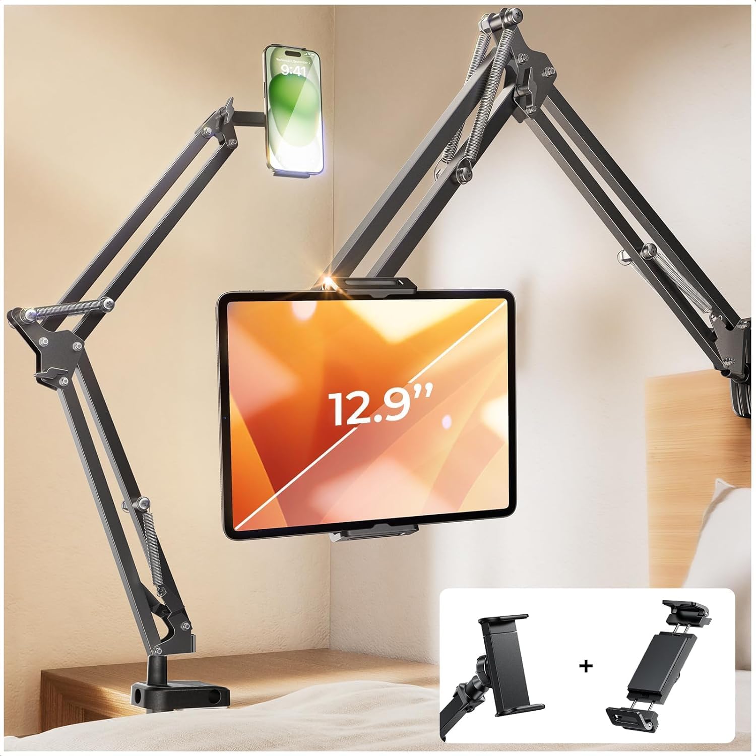 LISEN Tablet Stand - Dual Clamp Desk Mount