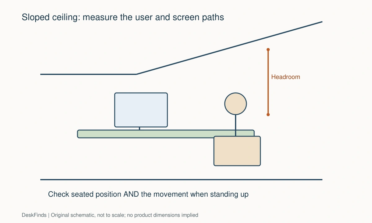 Original schematic for How to Plan a Desk Under a Sloped Ceiling
