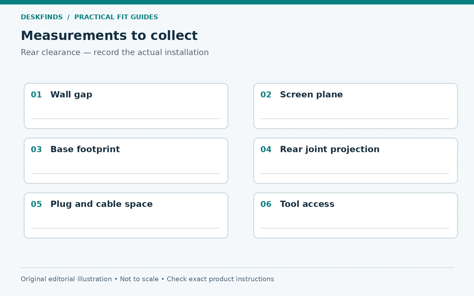 Measurement worksheet for rear clearance.