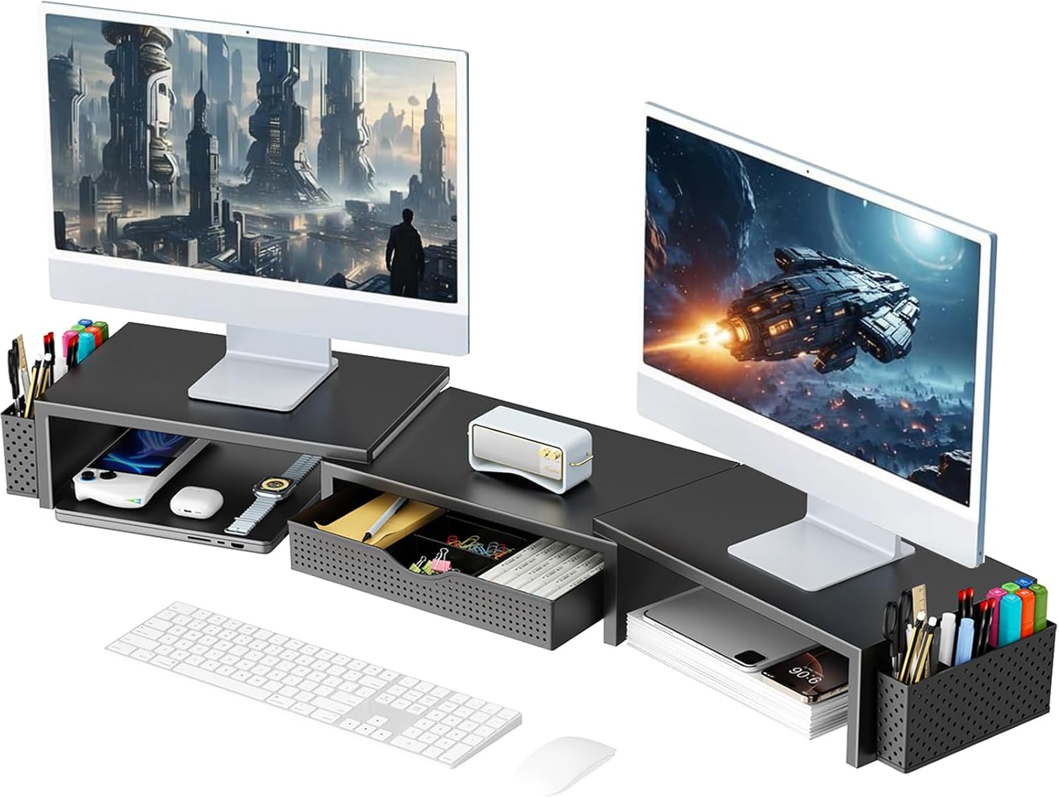 Adjustable Monitor Riser with Storage Shelf